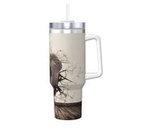 Broken Wall Elephant Print - Thermos per bevande calde e fredde, 1,18 l, con manico e cannuccia, capacità 1,18 l