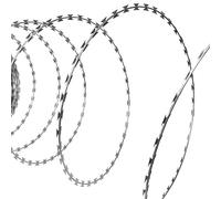 Brokky 141076 Filo Spinato Concertina Elicoidale in Acciaio Zincato 60 m Bobina Filo Spinato, per Recinzione Spessore Barriera Protezione Antiarrampicata, Forte Flessibile per Balcone, Giardino, Orto