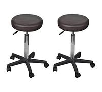 Brokky 277178 Sgabelli da Ufficio 2 pz Marroni 35,5x84 cm in Similpelle Sgabelli da Bar,Sedie da Cucina,Montaggio Facile,con Poggiapiedi,per Cucina,Soggiorno,Sala da Pranzo