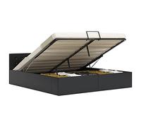 Brokky 285515 Giroletto con Contenitore Idraulico Nero Similpelle 180x200cm Telaio del letto a piattaforma imbottito,Base per materasso,Supporto per doghe in legno,Facile da montare