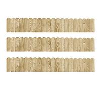 Brokky 3053643 Rotoli di Bordura 3 pz 120 cm in Legno di Pino Impregnato Recinzione in legno flessibile Legno di pino Bordatura aiuole prato Staccionata in legno Decorazione da giardino per frutteti P