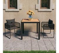Brokky 3060106 Set da Pranzo da Giardino 3 pz in Rattan PVC Nero e Marrone Divano Letto con Seduta Imbottita,Mobile da Soggiorno Salotto Stanza Ospiti Arredamento per Riposo