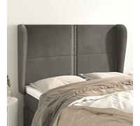 Brokky 3117865 Testiera ad Orecchio GrigioScuro 147x23x118/128cm in Velluto Copri Testata Massello Letto Schienale Per Testate Comodino Decorazione Copertina