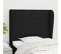 Brokky 3117940 Testiera ad Orecchio Nera 93x23x118/128 cm in Tessuto Testata del Letto Imbottita in Velluto,Facile Montaggio a Muro, Design Elegante e Confortevole