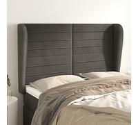 Brokky 3118145 Testiera ad Orecchio GrigioScuro 147x23x118/128cm in Velluto Copri Testata Massello Letto Schienale Per Testate Comodino Decorazione Copertina