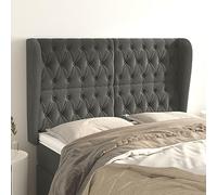 Brokky 3118341 Testiera ad Orecchio GrigioScuro 147x23x118/128cm in Velluto Copri Testata Massello Letto Schienale Per Testate Comodino Decorazione Copertina