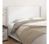 Brokky 3119403 Testiera ad Orecchio Bianco 183x16x118/128 cm in Similpelle Testata del Letto Imbottita in Velluto,Facile Montaggio a Muro, Design Elegante e Confortevole