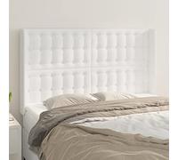 Brokky 3119671 Testiera ad Orecchio Bianco 147x16x118/128 cm in Similpelle Testata del Letto Imbottita in Velluto,Facile Montaggio a Muro, Design Elegante e Confortevole