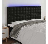 Brokky 3122532 Testiera a LED Nera 200x5x118/128cm in Similpelle Testata del Letto Imbottita in Velluto,Facile Montaggio a Muro, Design Elegante e Confortevole