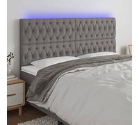 Brokky 3122775 Testiera a LED Grigio Scuro 180x7x118/128 cm in Tessuto Testata del Letto Imbottita in Velluto,Facile Montaggio a Muro, Design Elegante e Confortevole