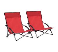 Brokky 312490 Sedie da Spiaggia Pieghevoli 2 pz in Tessuto Rosso Sedia da Regista Pieghevole in Acciaio Tubolare,Poltrona Ergonomica Salvaspazio in Tela per Campeggio,Mare,Spiaggia