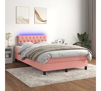 Brokky 3134578 Letto a Molle con Materasso e LED Rosa 120x200 cm in Velluto Letto,Struttura Letto a Piattaforma E contenitore sotto il letto,Facile da Montare, Senza rumori