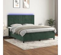 Brokky 3136140 Letto a Molle con Materasso e LED Verde Scuro 180x200cm Velluto Letto,Struttura Letto a Piattaforma E Contenitore sotto Il Letto,Facile da Montare,Senza rumori