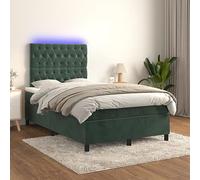 Brokky 3136296 Letto a Molle con Materasso e LED Verde Scuro 120x200cm Velluto Letto,Struttura Letto a Piattaforma E Contenitore sotto Il Letto,Facile da Montare, Senza rumori