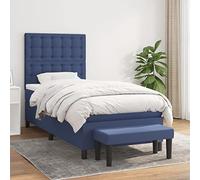 Brokky 3136891 Giroletto a Molle con Materasso Blu 90x200 cm inTessuto Letto,Struttura Letto a Piattaforma E contenitore sotto il letto,Facile da Montare, Senza rumori