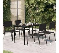 Brokky 318750 Tavolo da Giardino Nero 140x70x74 cm in Acciaio e Vetro Tavolo Pieghevole Rettangolare Multifunzione Con Piano E Struttura Richiudibile Salvaspazio,Per Arredo Esterno,Interno,Giardino,Te