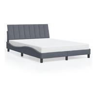 Brokky 3213770 Giroletto con Luci LED Grigio Scuro 120x200 cm in Velluto Telaio del letto a piattaforma imbottito,Base per materasso,Supporto per doghe in legno,Facile da montare