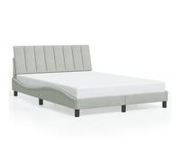 Brokky 3213775 Giroletto con Luci LED Grigio Chiaro 140x190 cm in Velluto Telaio del letto a piattaforma imbottito,Base per materasso,Supporto per doghe in legno,Facile da montare