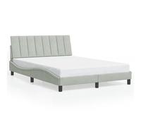Brokky 3213781 Giroletto con Luci LED Grigio Chiaro 140x200 cm in Velluto Telaio del letto a piattaforma imbottito,Base per materasso,Supporto per doghe in legno,Facile da montare