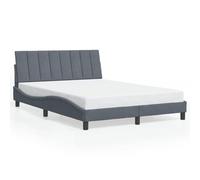 Brokky 3213782 Giroletto con Luci LED Grigio Scuro 140x200 cm in Velluto Telaio del letto a piattaforma imbottito,Base per materasso,Supporto per doghe in legno,Facile da montare