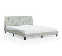 Brokky 3213787 Giroletto con Luci LED Grigio Chiaro 160x200 cm in Velluto Telaio del letto a piattaforma imbottito,Base per materasso,Supporto per doghe in legno,Facile da montare