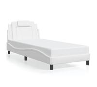 Brokky 3213981 Giroletto con Luci LED Bianco 80x200 cm in Similpelle Telaio del letto a piattaforma imbottito,Base per materasso,Supporto per doghe in legno,Facile da montare