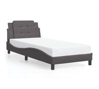 Brokky 3214071 Giroletto con Luci LED Grigio 80x200 cm in Similpelle Telaio del letto a piattaforma imbottito,Base per materasso,Supporto per doghe in legno,Facile da montare