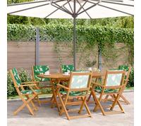 Brokky 3281716 Set Pranzo da Giardino 7 pz Foglie in Tessuto e Legno Massello Set di mobili da giardino,giardino con tavolo set resistente alle intemperie