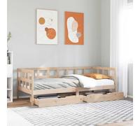 Brokky 3302085 Dormeuse con Cassetti 80x200 cm in Legno Massello di Pino Struttura letto matrimoniale - Letto - Struttura Letto - Struttura letto in legno con cassetti contenitori incorporati e doghe