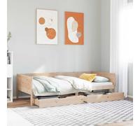 Brokky 3302094 Dormeuse con Cassetti 80x200 cm in Legno Massello di Pino Struttura letto matrimoniale - Letto - Struttura Letto - Struttura letto in legno con cassetti contenitori incorporati e doghe