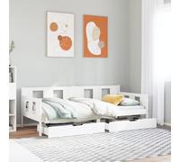 Brokky 3302117 Dormeuse con Cassetti Bianca 80x200 cm Legno Massello di Pino Struttura letto matrimoniale - Letto - Struttura Letto - Struttura letto in legno con cassetti contenitori incorporati e do