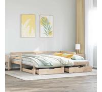 Brokky 3302144 Dormeuse con Cassetti 90x200 cm Legno Massello Pino Struttura letto matrimoniale - Letto - Struttura Letto - Struttura letto in legno con cassetti contenitori incorporati e doghe in leg