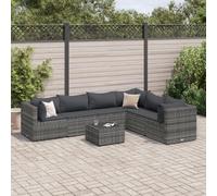 Brokky 3308146 Set Divani da Giardino 7 pz con Cuscini in Polyrattan Grigio Divano di Pallet levigata e piallata,per Interni ed Esterni Poltrona/Divano per Patio