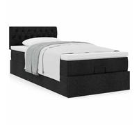 Brokky 3311520 Pouf Letto con Materasso Nero 100x200 cm in Tessuto Letto Imbottito Matrimoniale, Letto Idraulico con Contenitore