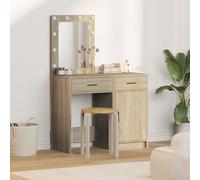 Brokky 3334238 Set di 2 Pezzi per Vanity con LED in Legno Ingegnerizzato Rovere Set di mobili da giardino divano per esterno angolare terazzo balcone