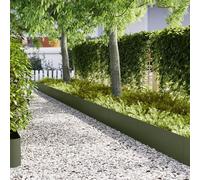 Brokky 3335791 bordature per prato 50 pz Verde Oliva 100x0,5x30 cm Acciaio Bordatura da Giardino,Bordo di separazione Resistente,Recinzione Flessibile per Prato,per Giardino Piante orto