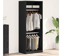 Brokky 3345119 Armadio Nero Rovere 80x50x200 cm in legno ingegnerizzato Armadio multiuso,Mobile multifunzione portascope,Guardaroba