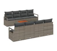 Brokky 3347678 Set Divano da Giardino da 9 Pezzi con Cuscini Grigio in Polirattan e Acacia,Divano da Giardino per 2 Persone con Cuscini Grigio in Polirattan Set di Mobili da Giardino Divano per Ester