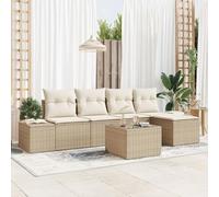 Brokky 3355700 Set di divani da giardino 6 pezzi con cuscini Marrone Polyrattan Lounge Set, Set Mobili da Giardino in Rattan con Divano e Tavolino Porta