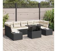 Brokky 3357870 Set Divano da Giardino 8 Pezzi Nero Rattan Divano da Giardino Set di mobili da giardino divano per esterno angolare terazzo balcone