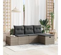 Brokky 3359348 Set di divani da giardino 4 pezzi con cuscini in grigio polyrattan Lounge Set, Set Mobili da Giardino in Rattan con Divano e Tavolino Porta
