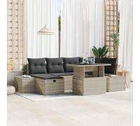 Brokky 3359879 Set divano da giardino di 7 pezzi con cuscini grigio chiaro in polirrattan Set di mobili da giardino divano per esterno angolare terazzo balcone