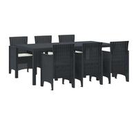 Brokky 3378716 Set pranzo giardino 7 pezzi con cuscini Anthracite Polyrattan Set di Mobili da Giardino,Giardino Set Resistente Alle Intemperie