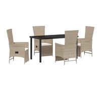 Brokky 3379473 Set da Pranzo da Giardino 5 Pezzi con Cuscini Beige Rattan Polimerico Set da Pranzo per Esterno,Mobili da Giardino Salvaspazio