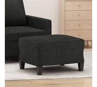 Brokky 349331 Poggiapiedi Nero 60x50x41 cm in Tessuto Poggiapiedi Piccolo,Pouf in Tessuto di Lino,Ottomana Rettangolare con Seduta Imbottita Gambe in Legno di Pino e Imbottite