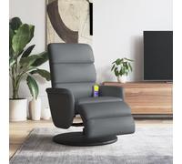 Brokky 356727 Poltrona Reclinabile Massaggiante Poggiapiedi Grigia Similpelle Poltrona Camera da Letto in Velluto Design Moderno,Sedia Classica- Poltroncina per Salotto con Seduta Morbida Imbottita
