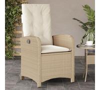 Brokky 365164 Sedia Reclinabile da Giardino con Cuscini Beige in Polyrattan Pranzo/Ufficio Sedia,Sedie Senza Braccia Imbottita di Design per Il Massimo Comfort
