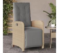 Brokky 365189 Sedia Reclinabile Giardino e Poggiapiedi Beige Misto Polyrattan Pranzo/Ufficio Sedia,Sedie Senza Braccia Imbottita di Design per Il Massimo Comfort