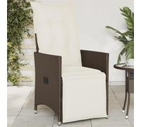 Brokky 365660 Sedia Reclinabile da Giardino con Cuscini Marrone in Polyrattan Pranzo/Ufficio Sedia,Sedie Senza Braccia Imbottita di Design per Il Massimo Comfort