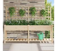 Brokky 42006573 Pianter a Giardino con Trellis e Ripiano 203x53x152 cm in Legno Massello di Pino Fioriera da Esterno, Orto Verticale Rialzato da Esterno per Balcone e Giardino, Mini Orto Rialzato per